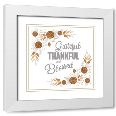 Harvest Floral I White Modern Wood Framed Art Print with Double Matting by Metz, Andi