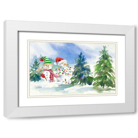 Snowman Valley II White Modern Wood Framed Art Print with Double Matting by Loreth, Lanie
