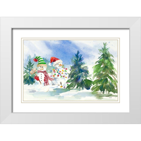 Snowman Valley II White Modern Wood Framed Art Print with Double Matting by Loreth, Lanie