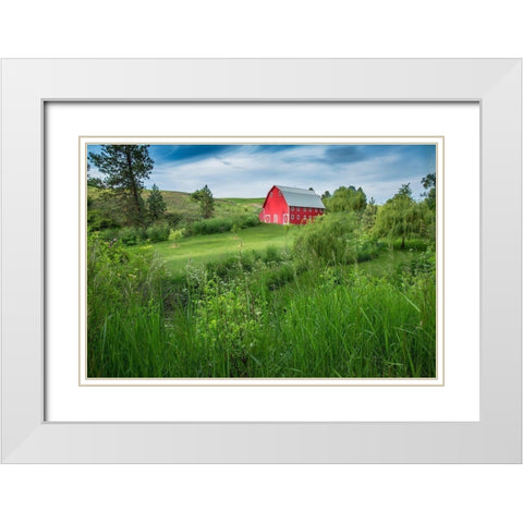 Little Farm White Modern Wood Framed Art Print with Double Matting by Jimmyz