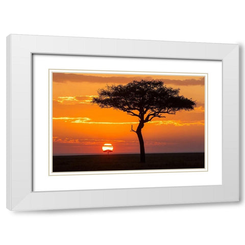 African Sunset II White Modern Wood Framed Art Print with Double Matting by Jimmyz