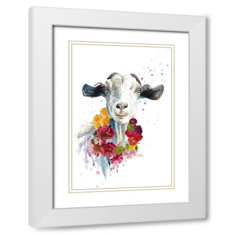 Cute Goat White Modern Wood Framed Art Print with Double Matting by Pinto, Patricia