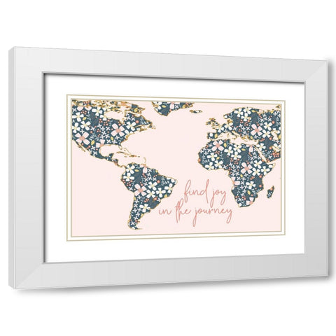 Find Joy In The Journey Map on Pink White Modern Wood Framed Art Print with Double Matting by Gardner, Sarah