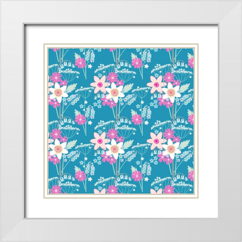 Hedgrow Blooms Pattern White Modern Wood Framed Art Print with Double Matting by Gardner, Sarah