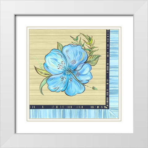 Vibrant Blue Island Flower White Modern Wood Framed Art Print with Double Matting by Del Sol, Ani