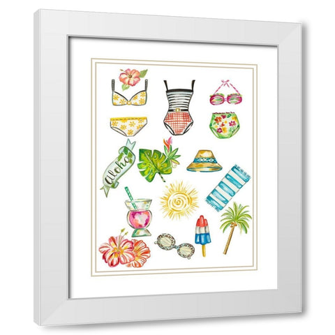 Beach Accessories White Modern Wood Framed Art Print with Double Matting by Del Sol, Ani