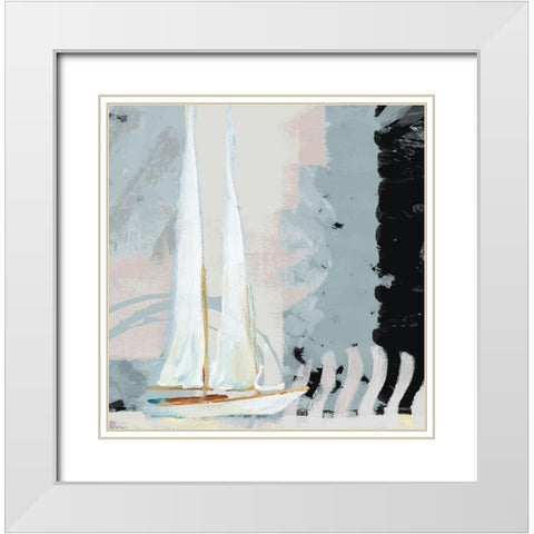 Boat Sailing II White Modern Wood Framed Art Print with Double Matting by Meneely, Dan