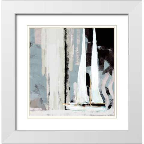 Boat Sailing I White Modern Wood Framed Art Print with Double Matting by Meneely, Dan