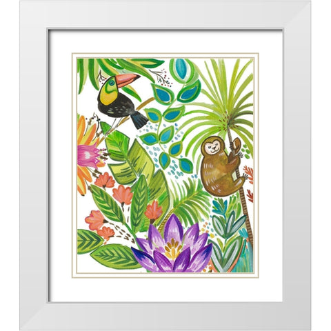 Tropical Wildlife II White Modern Wood Framed Art Print with Double Matting by Del Sol, Ani