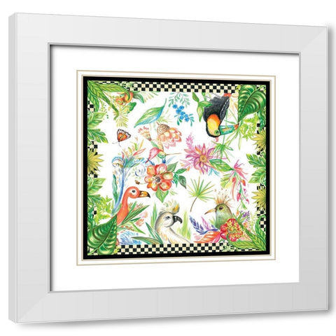 Tropical Birds White Modern Wood Framed Art Print with Double Matting by Del Sol, Ani