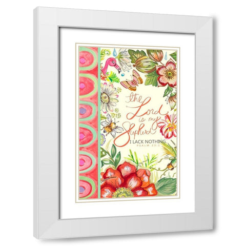 Lord is my Shepherd White Modern Wood Framed Art Print with Double Matting by Del Sol, Ani