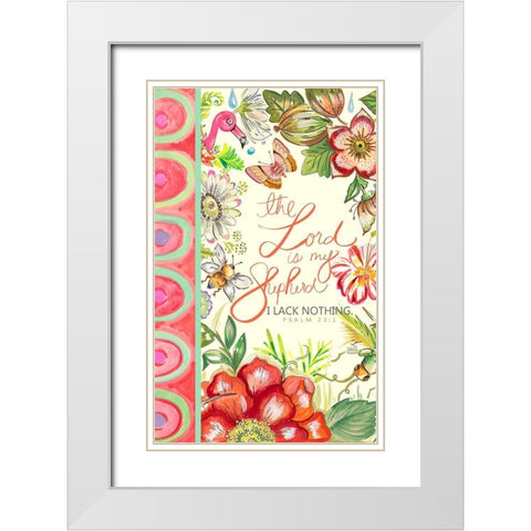 Lord is my Shepherd White Modern Wood Framed Art Print with Double Matting by Del Sol, Ani