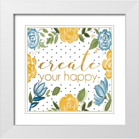 Create your Happy White Modern Wood Framed Art Print with Double Matting by Del Sol, Ani