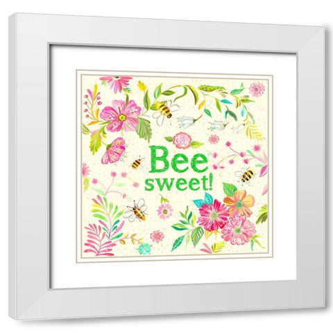 Bee Sweet White Modern Wood Framed Art Print with Double Matting by Del Sol, Ani