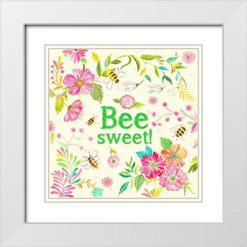 Bee Sweet White Modern Wood Framed Art Print with Double Matting by Del Sol, Ani