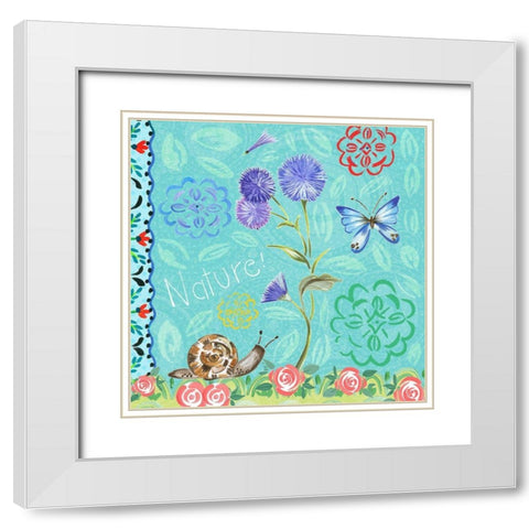 Nature Garden with Buttefly White Modern Wood Framed Art Print with Double Matting by Del Sol, Ani