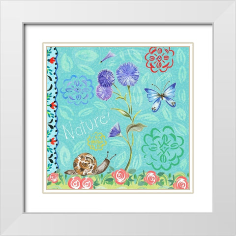 Nature Garden with Buttefly White Modern Wood Framed Art Print with Double Matting by Del Sol, Ani