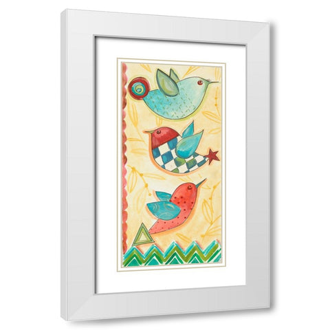 Flying Birds On Yellow White Modern Wood Framed Art Print with Double Matting by Del Sol, Ani