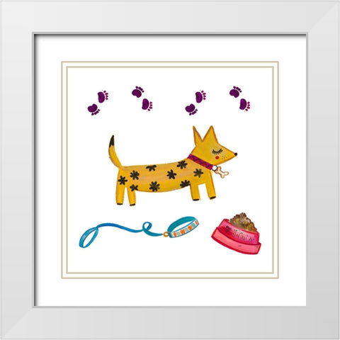 Dog and Treat I White Modern Wood Framed Art Print with Double Matting by Del Sol, Ani