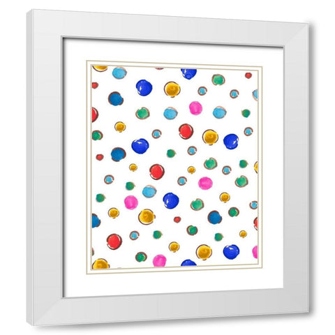 Polka Dots White Modern Wood Framed Art Print with Double Matting by Del Sol, Ani