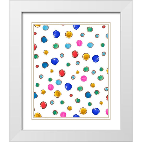 Polka Dots White Modern Wood Framed Art Print with Double Matting by Del Sol, Ani