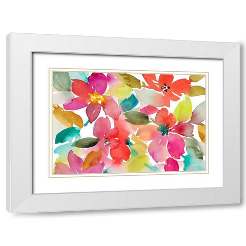Contemporary Red Blooms White Modern Wood Framed Art Print with Double Matting by Loreth, Lanie