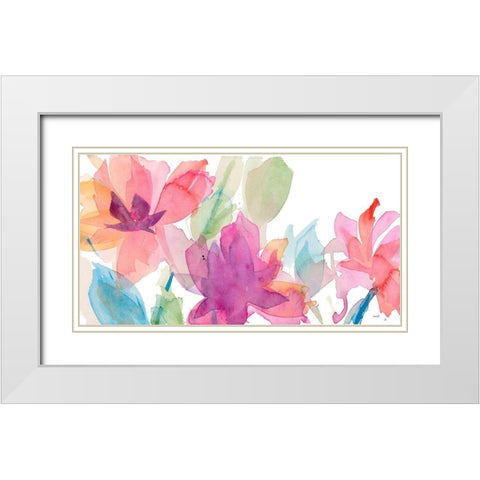 Pastel Delicate Floral White Modern Wood Framed Art Print with Double Matting by Loreth, Lanie
