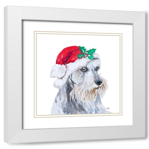 Holiday Dog IV White Modern Wood Framed Art Print with Double Matting by Pinto, Patricia