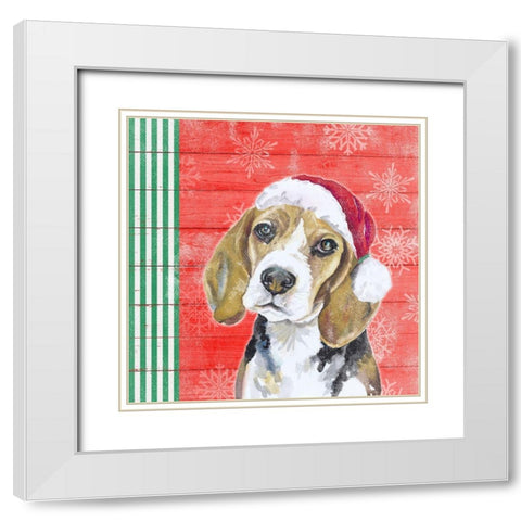 Holiday Puppy I White Modern Wood Framed Art Print with Double Matting by Pinto, Patricia