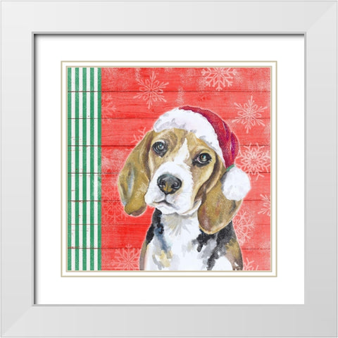 Holiday Puppy I White Modern Wood Framed Art Print with Double Matting by Pinto, Patricia