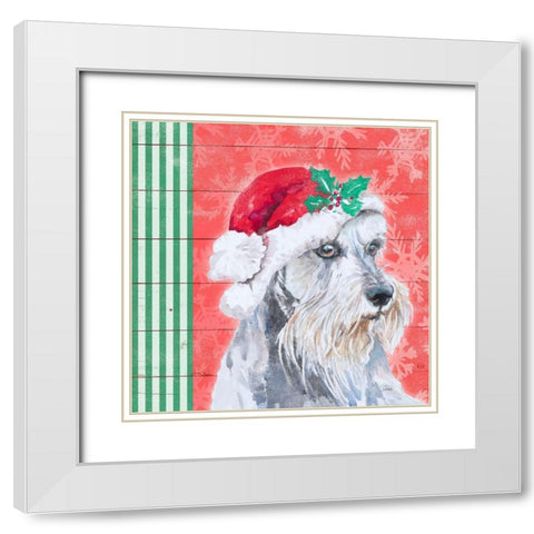 Holiday Puppy V White Modern Wood Framed Art Print with Double Matting by Pinto, Patricia