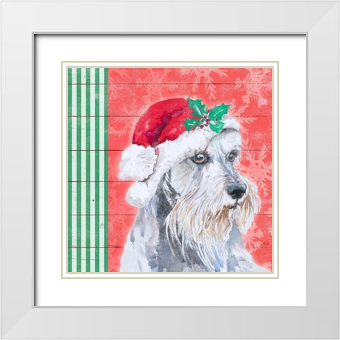Holiday Puppy V White Modern Wood Framed Art Print with Double Matting by Pinto, Patricia