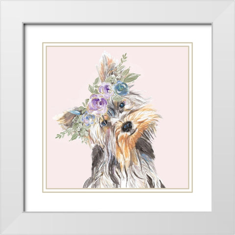 Flower Crown Pet II White Modern Wood Framed Art Print with Double Matting by Pinto, Patricia