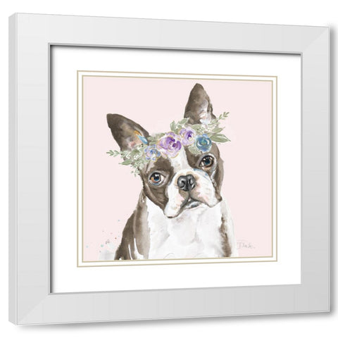 Flower Crown Pet III White Modern Wood Framed Art Print with Double Matting by Pinto, Patricia