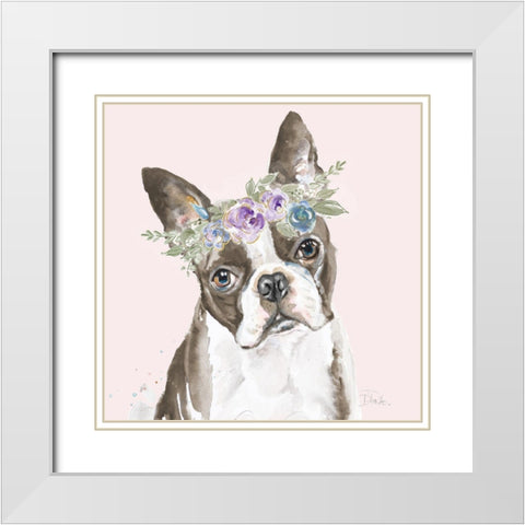 Flower Crown Pet III White Modern Wood Framed Art Print with Double Matting by Pinto, Patricia