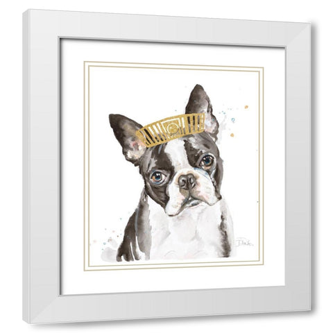 French Bulldog with Crown White Modern Wood Framed Art Print with Double Matting by Pinto, Patricia