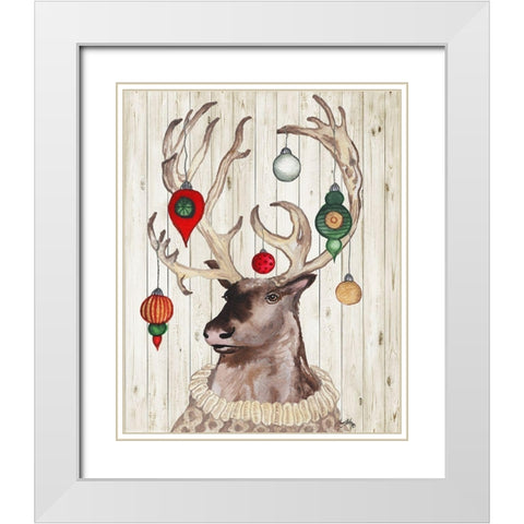 Christmas Reindeer I White Modern Wood Framed Art Print with Double Matting by Medley, Elizabeth