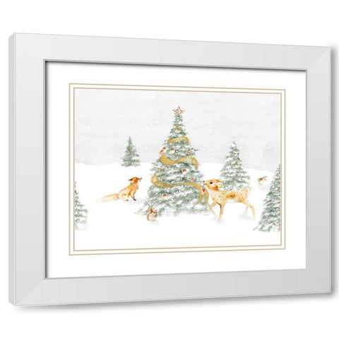 Woodland Christmas I White Modern Wood Framed Art Print with Double Matting by Gaynor, Janice