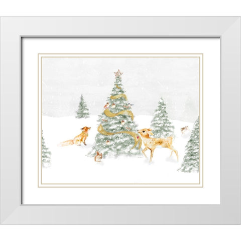Woodland Christmas I White Modern Wood Framed Art Print with Double Matting by Gaynor, Janice
