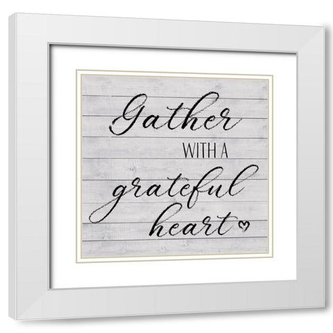 Grateful Heart White Modern Wood Framed Art Print with Double Matting by Metz, Andi