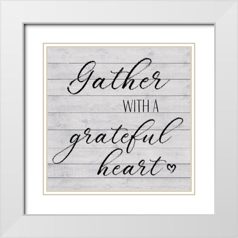 Grateful Heart White Modern Wood Framed Art Print with Double Matting by Metz, Andi
