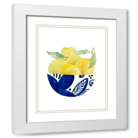 Bowl of Lemons I White Modern Wood Framed Art Print with Double Matting by Loreth, Lanie