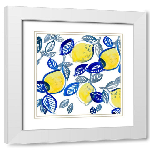 Mingling Lemons and Leaves White Modern Wood Framed Art Print with Double Matting by Loreth, Lanie
