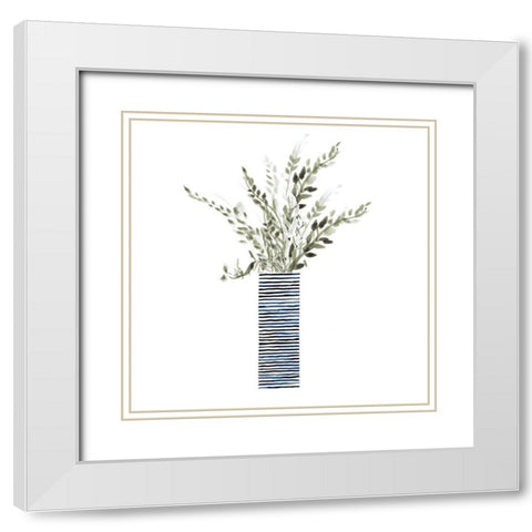 Tall Blue Textured Vase White Modern Wood Framed Art Print with Double Matting by Loreth, Lanie