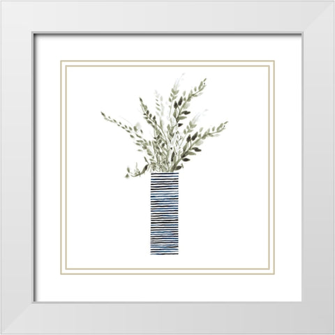 Tall Blue Textured Vase White Modern Wood Framed Art Print with Double Matting by Loreth, Lanie