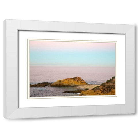 Rocky Shoreline At Dusk White Modern Wood Framed Art Print with Double Matting by Mansfield, Kathy