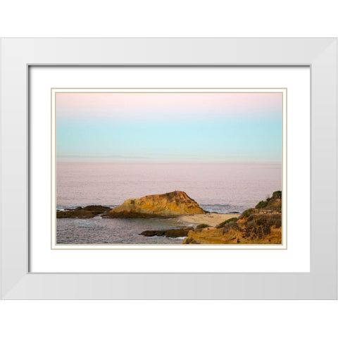 Rocky Shoreline At Dusk White Modern Wood Framed Art Print with Double Matting by Mansfield, Kathy