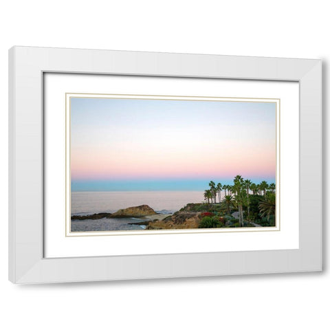 Palm Walkway At Dusk White Modern Wood Framed Art Print with Double Matting by Mansfield, Kathy
