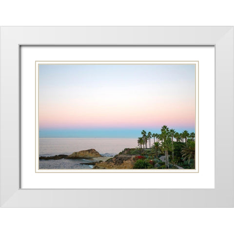 Palm Walkway At Dusk White Modern Wood Framed Art Print with Double Matting by Mansfield, Kathy