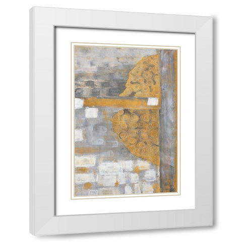 Golden Azteca I White Modern Wood Framed Art Print with Double Matting by Pattinian, Merri